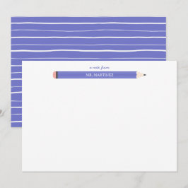 鉛筆イラストの学校の先生の文房具 ノートカード