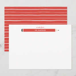 鉛筆イラストの学校の先生向け文房具 ノートカード