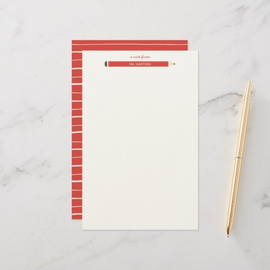 鉛筆イラストレーション学校先生文房具 便箋 (正面/裏面インサイチュ)