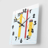 鉛筆ウォールクロック スクエア壁時計 (傾斜)