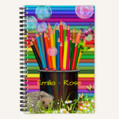 鉛筆カラフルデイジーバブルバターフェイカレッジ ノートブック (正面)