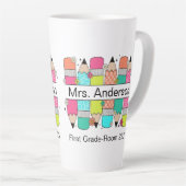 鉛筆カラフル先生名 カフェラテマグ (右アングル)