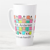 鉛筆カラフル先生名 カフェラテマグ (左アングル)