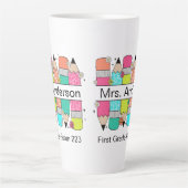 鉛筆カラフル先生名 カフェラテマグ (正面)