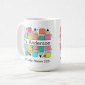 鉛筆カラフル先生名 コーヒーマグカップ (正面左)