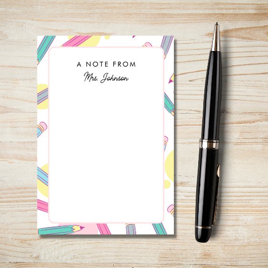 鉛筆カラフル柄かわいい先生からのメモ ポストイット