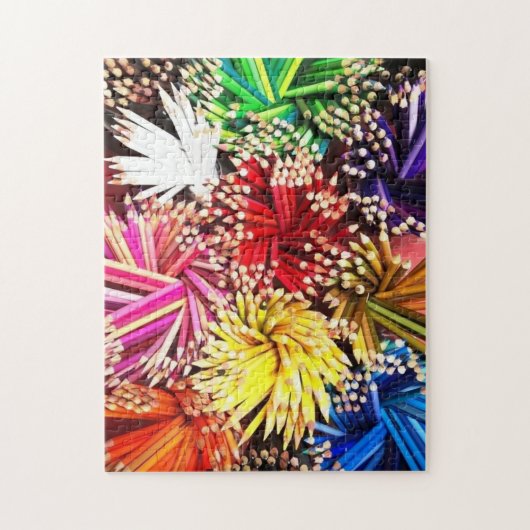 鉛筆カラフル紫ブルーイエローグリーンレッドピンク ジグソーパズル (縦)