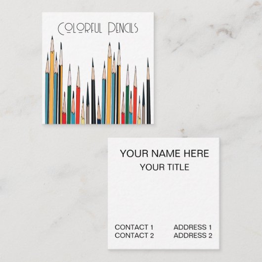 鉛筆カラフル スクエア名刺 (正面/裏面)