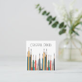 鉛筆カラフル スクエア名刺 (スタンド正面)