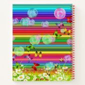 鉛筆クレヨンのホルダーバブル蝶デイジー ノートブック (裏面)