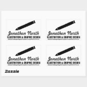 鉛筆グラフィックデザインブラックID299 長方形シール (シート)