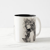 鉛筆スケッチかわいいモダントレンディー ツートーンマグカップ (正面右)