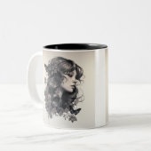 鉛筆スケッチかわいいモダントレンディー ツートーンマグカップ (正面左)