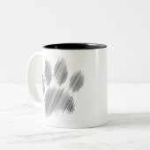 鉛筆スケッチドッグポーデジタルアート ツートーンマグカップ (正面左)