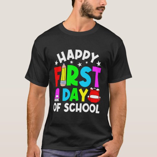 鉛筆ハッピー スクール開校日 記念品・ギフト Tシャツ (正面)