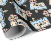 鉛筆パターン付きオーディオカセット ラッピングペーパー (ロールコーナー)