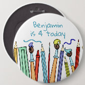 鉛筆パーソナライズされたとペイントブラシバッジのボタン 缶バッジ (正面&裏面)