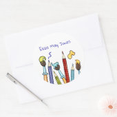 鉛筆パーソナライズされたと絵筆 ラウンドシール (封筒)