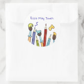 鉛筆パーソナライズされたと絵筆 ラウンドシール (バッグ)