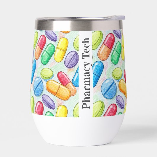 鉛筆パーソナライズされたピル薬局ワインタンブラー (左面)