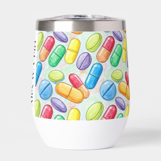 鉛筆パーソナライズされたピル薬局ワインタンブラー (正面)