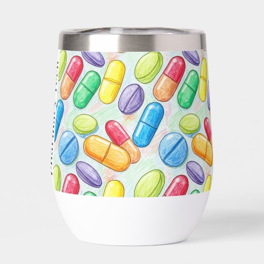 鉛筆パーソナライズされたピル薬局ワインタンブラー (背面)