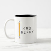 鉛筆パーソナライズされた先生 ツートーンマグカップ (左)