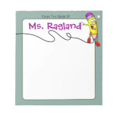 鉛筆パーソナライズされた落書き緑 ノートパッド (正面)