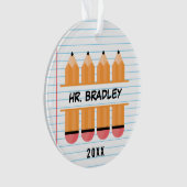 鉛筆パーソナライズされた鑑賞先生誕生日 オーナメント (正面)