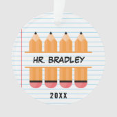 鉛筆パーソナライズされた鑑賞先生誕生日 オーナメント (正面)