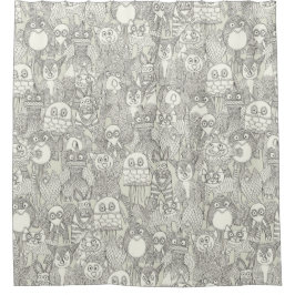 鉛筆ピナタスアイボリー シャワーカーテン