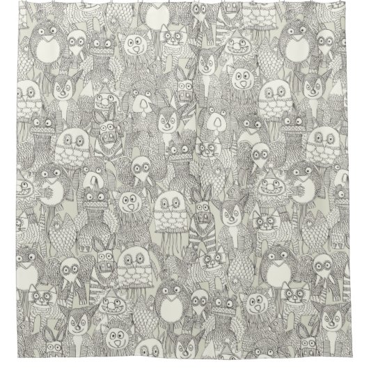 鉛筆ピナタスアイボリー シャワーカーテン (正面)