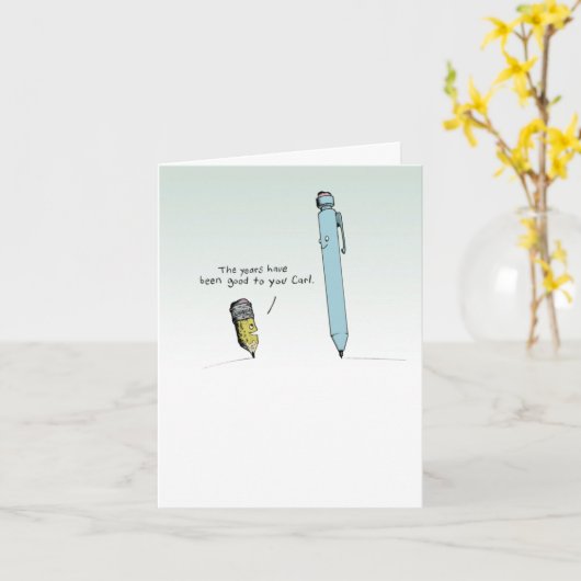 鉛筆マンガ カード (黄色い花)