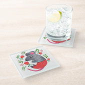 鉛筆マ描ウス ガラスコースター (アングル)