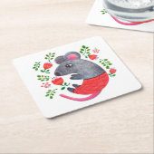 鉛筆マ描ウス スクエアペーパーコースター (アングル)