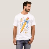 鉛筆リボンの先生、学校に戻るTシャツ Tシャツ (正面フル)