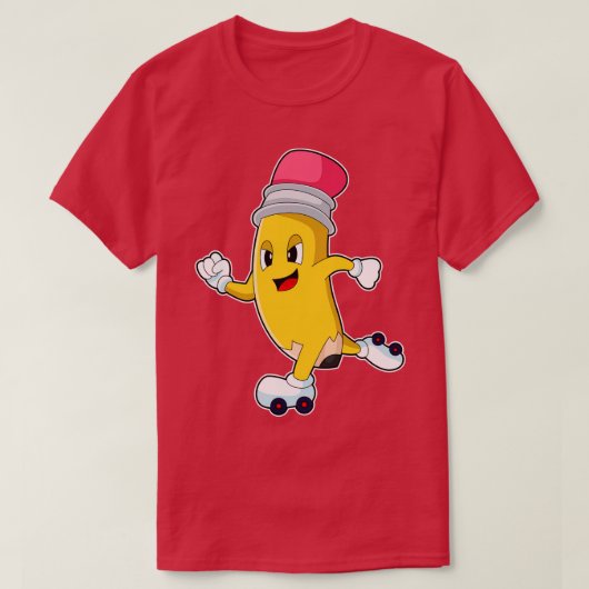 鉛筆ローラースケートのインラインスケートで滑る Tシャツ (デザイン正面)