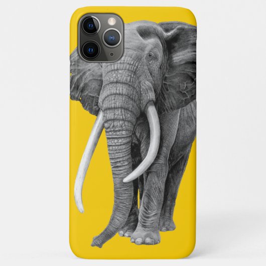 鉛筆中のブルゾウのスケッチ、ヴィンテージ黄色 Case-Mate iPhoneケース (裏面)