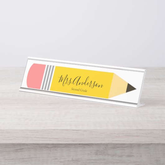 鉛筆先生学校教室 デスクネームプレート (正面)