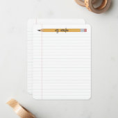 鉛筆及び紙パーソナライズされた先生 ノートカード (正面/裏面インサイチュ)