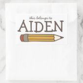 鉛筆名ラベル 長方形シール (バッグ)