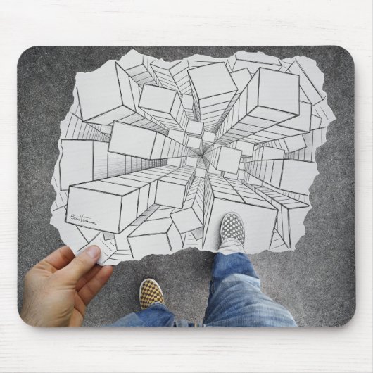 鉛筆対カメラ-眩暈 マウスパッド (正面)