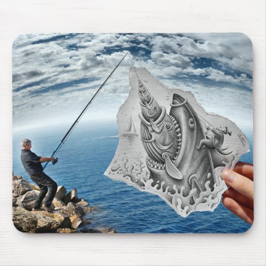 鉛筆対カメラ-鮫 マウスパッド (正面)