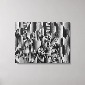 鉛筆描で2本のギター キャンバスプリント