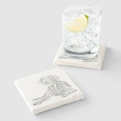 鉛筆描ラブラドールレトリエバーマーブルコースター ストーンコースター (横)