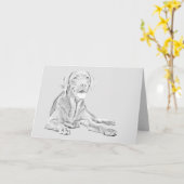 鉛筆描ラブラドールレトリバーグリーティングカード カード (黄色い花)