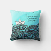 鉛筆描紙船 |やる気を起こさせる文字 クッション (正面)