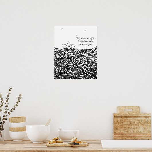 鉛筆描紙船 |教室やる気を起こさせる教室 ポスター (キッチン)