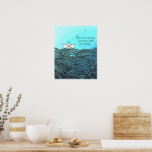 鉛筆描紙船 |教室やる気を起こさせる教室 ポスター (キッチン)