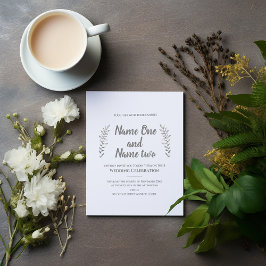 鉛筆描葉結婚式招待状とブランチ 招待状